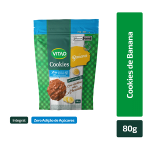 Cookies Banana Zero açúcares Integral com cobertura de chocolate 80g