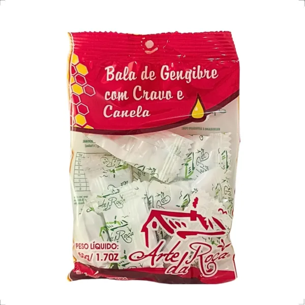 Bala de gengibre com Cravo e canela 50g Arte da roça
