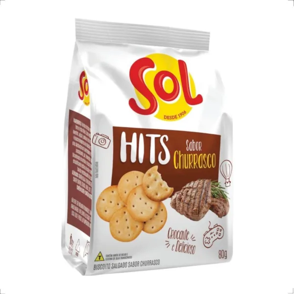 Biscoito salgado Hits sabor churrasco 80g Sol