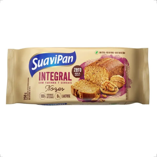 Bolo de Nozes Integral Zero Açúcares Zero Lactose 250g Suavipan