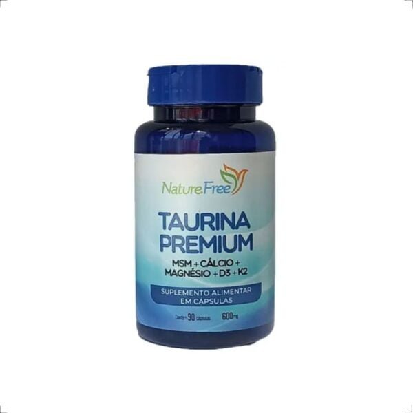Taurina Premium 90caps 600mg (MSM+ Cálcio+ Mag.+D3+ K2)