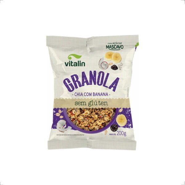 Granola Chia com banana Sem glúten 200g Vitalin