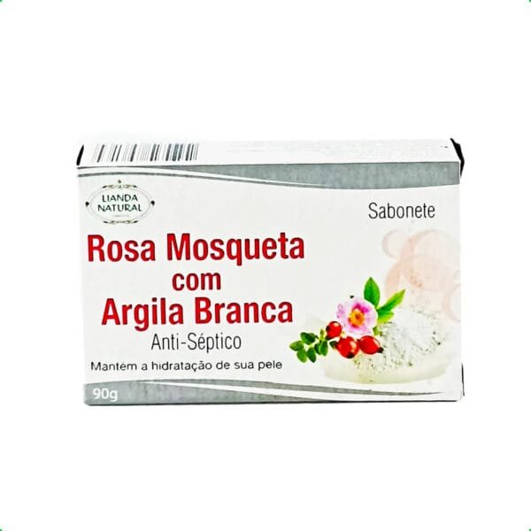 Sabonete Rosa Mosqueta com Argila Branca Anti-Séptico 90g