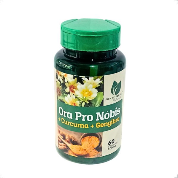 Ora Pro Nóbis + Cúrcuma + Gengibre 60 caps 500mg Fonte Verde