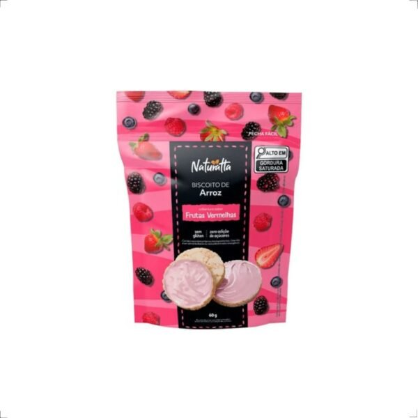 Biscoito de Arroz cobertura Frutas Vermelhas 60g Naturatta