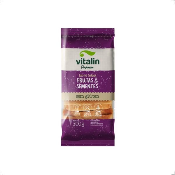 Pão de forma Frutas e Sementes Sem Glúten 300g Vitalin