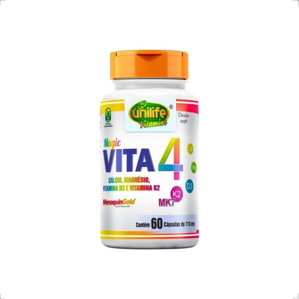 Vita 4 Cálcio, Magnésio, D3 e K2 720mg 60caps Unilife