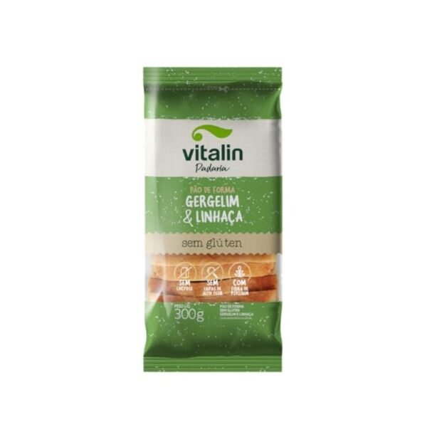 Pão sem glúten gergelim e linhaça 300g Vitalin
