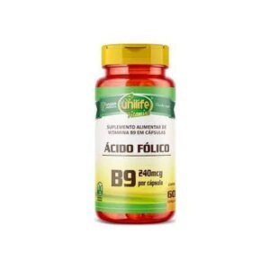 Vitamina B9 Ácido Folico 500mg 60caps Unilife