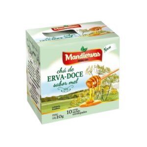 Chá de erva doce sabor mel 10 saches Mandiervas